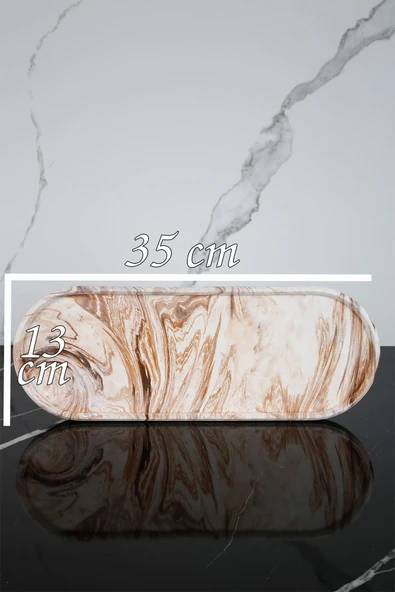 Mermer Desenli Beton Sunum Tepsisi Sunum Tabağı Sunumluk 35 cm - Resim 2