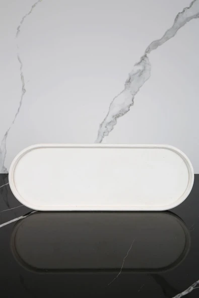 Mermer Desenli Beton Sunum Tepsisi Sunum Tabağı Sunumluk 35 cm