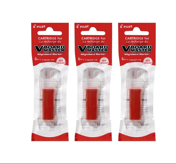 Pilot V-Board Master Yazı Tahtası Kalemi Kartuşu 3 Lü Kırmızı
