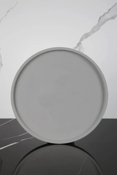 Mermer Desenli Sunum Tepsisi Yuvarlak Sunum Tabağı Sunumluk 28 Cm - 1