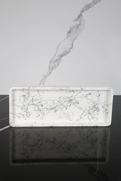 Dekoratif Sunum Tepsisi Tabağı Beton Sunumluk 10x25 Cm Beton Gri - 3
