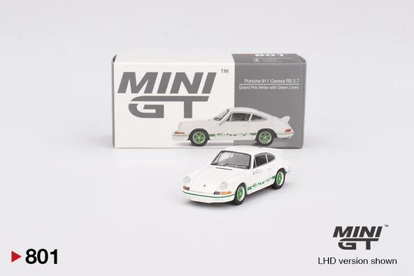 Mini GT 801 Porsche 911 Carrera RS 2.7 Grand Prix White with Green Livery