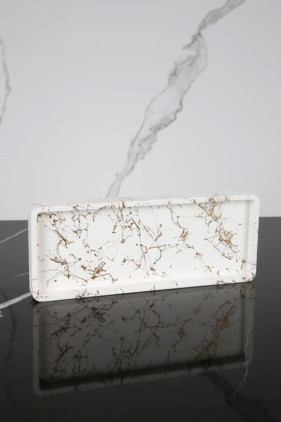 Dekoratif Sunum Tepsisi Tabağı Beton Sunumluk 10x25 Cm Beton Gri