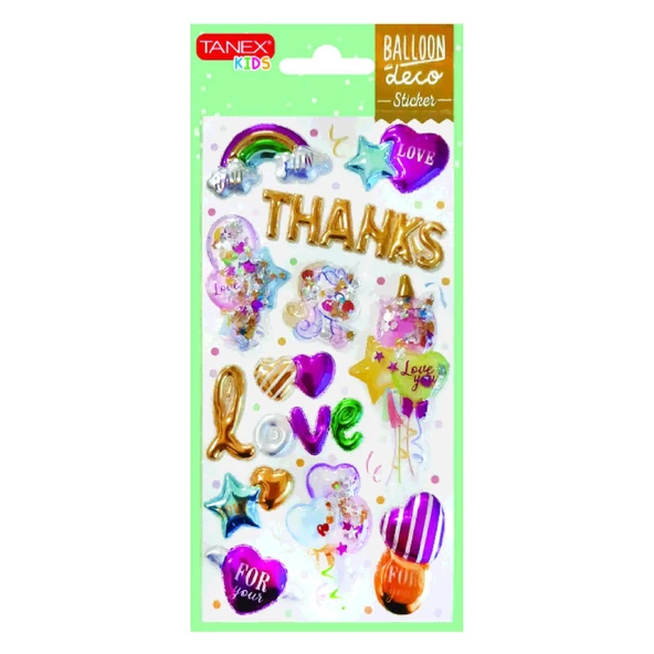 Tanex Kids Balloon Pullu Sticker 12 Parça (26002)