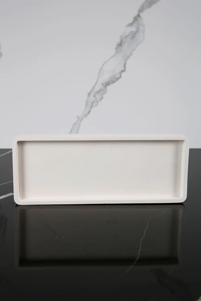 Dekoratif Sunum Tepsisi Tabağı Beton Sunumluk 10x25 Cm Beton Gri - 3
