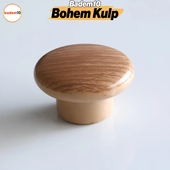 Bohem Düğme Kulp Açık Ceviz Renk Mobilya Mutfak Dolap Dolabı Çekmece Kulpu Kulbu Plastik Tek Vida ürün görseli