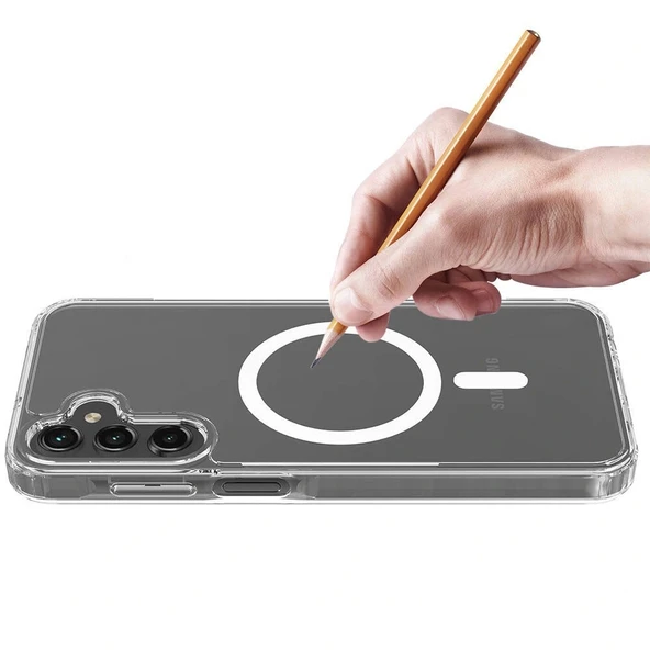 Galaxy S25 Plus Kılıf Magsafe Şarj Özellikli Şeffaf Sert PC Redclick Embos Kapak - 6