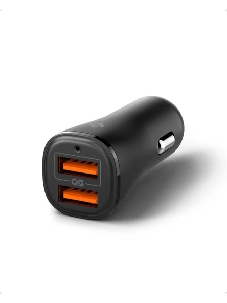Spigen 30W USB-A 2 Port Araç içi Hızlı Şarj Aleti 18W + 12W Akım Korumalı Güç Adaptörü iPhone & Android & iPad Type-C PD EV302 - ACP08700 - 2