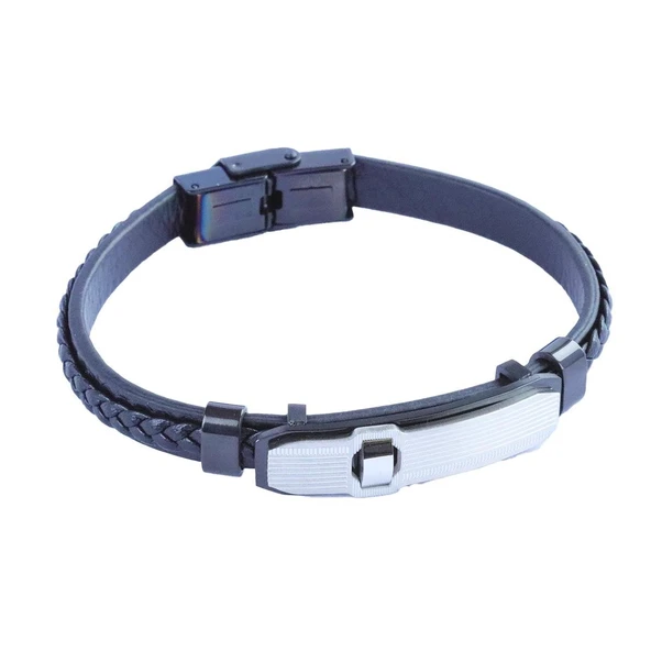 Deri Plaka Erkek Bileklik - Resim 2