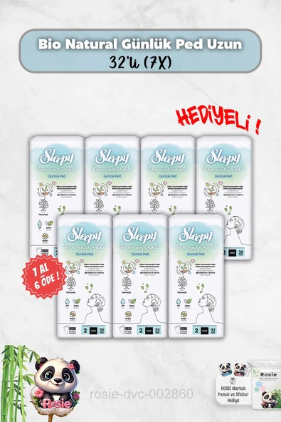Günlük Ped Uzun 32'li Bio Natural 7 Al 6 Öde ve Rosie Hediye ürün görseli