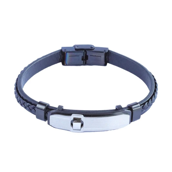 Deri Plaka Erkek Bileklik ürün görseli 1