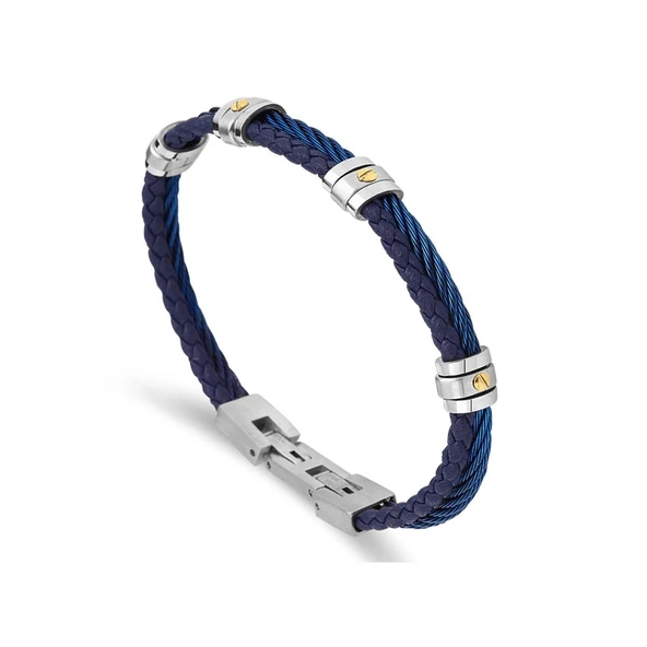 ARS069 Erkek Deri Çelik Bileklik ürün görseli 1