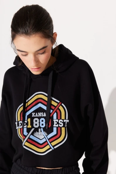 Riders by Lee   Kadın Regular Fit Normal Kesim Içi Polarlı Kapüşonlu Siyah Sweatshirt L232348001S - 2