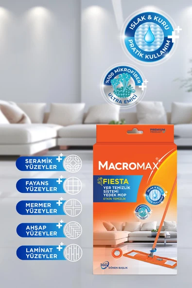 Macromax Fıesta Yer Temizlik Sistemi Mop Yedek - 3