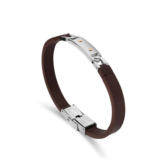 ARS079 Erkek Deri Çelik Bileklik ürün görseli 1