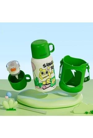 Shotay Cartoon Çelik Termos Matara Çocuk 480Ml Yeşil - 2