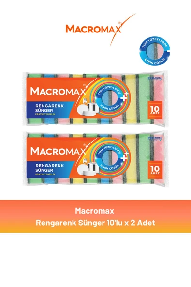 Macromax Rengarenk Sünger 10'lu x 2 Adet