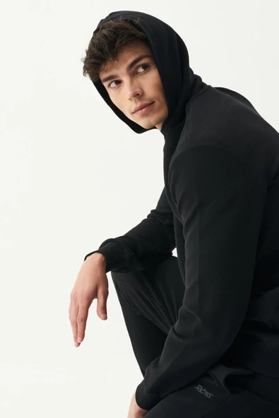 Riders by Lee  Erkek Regular Fit Kapüşonlu Şardonlu Siyah Sweatshirt L222710001S - 4