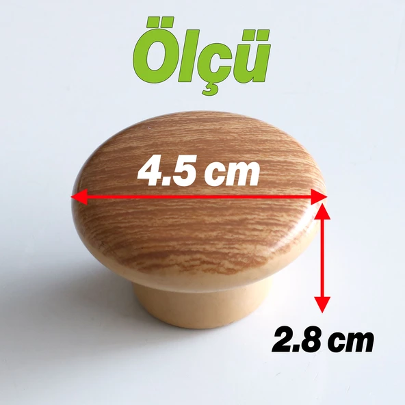 Bohem Düğme Kulp Açık Ceviz Renk 10 ADET Mobilya Mutfak Dolap Dolabı Çekmece Kulpu Kulbu Plastik - Resim 3