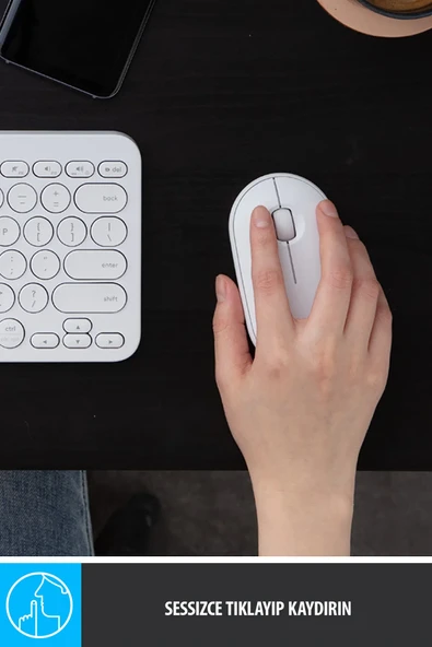 Logitech Pebble M350 910-005716 Beyaz Sessiz Optik Kablosuz Mouse - 3