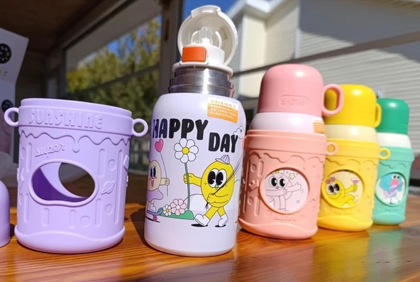 Shotay Cartoon Çelik Termos Matara Çocuk 480Ml Yeşil - 5