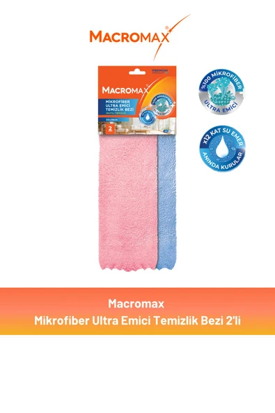 Macromax Ultra Emici Mikrofiber Temizlik Bezi 2'li