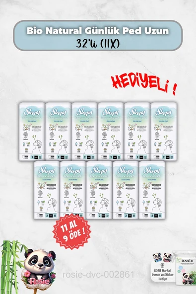 11 Al 9 Öde Günlük Ped Uzun 32'li Bio Natural ve Rosie Hediye ürün görseli