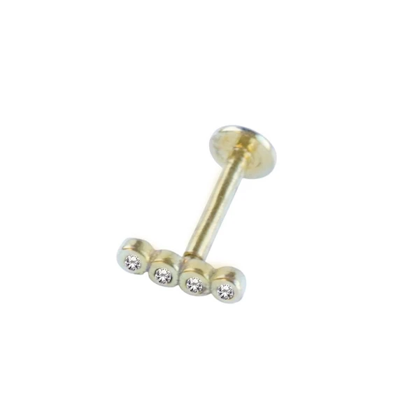 Taşlı Mini Gold Gümüş Tragus - Resim 2
