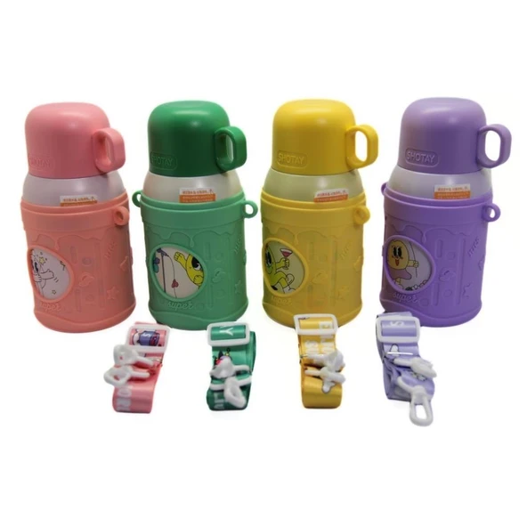 Shotay Cartoon Çelik Termos Matara Çocuk 480Ml Sarı - 5