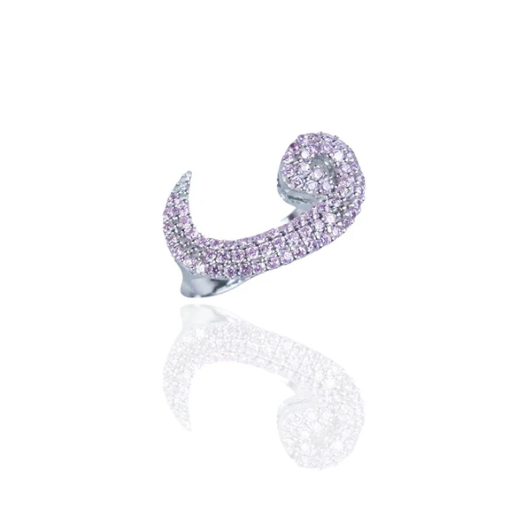 Vav Harfli Pembe Taşlı Gümüş Yüzük - Resim 4