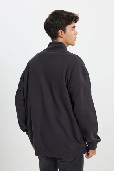 Riders by Lee   Erkek Regular Fit Normal Kesim Dik Yaka Asfalt Siyahı Sweatshirt  LL99RFONS - 4
