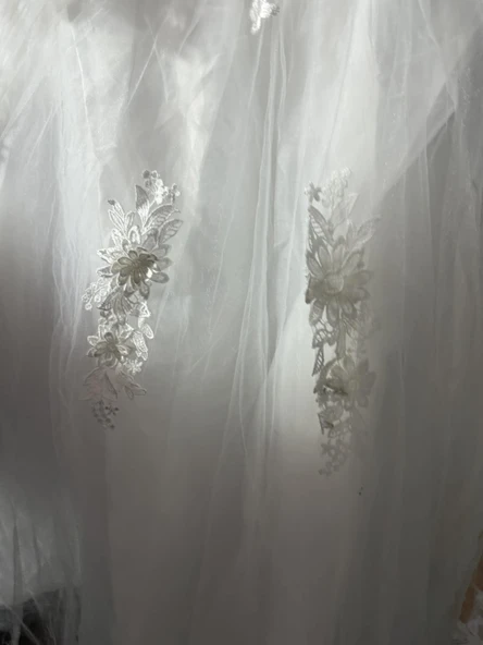 Dantelli Çiçek Güpürlü Gelinlik 33 Beden - 4