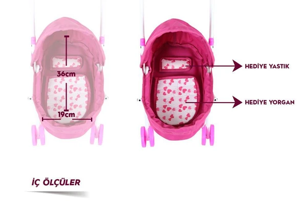 Rival Rv1002 Metal Oyuncak Bebek Arabası Fuşya - 5