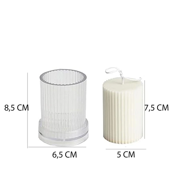 Poli Karbon Sert Plastik  Mum Kalıbı Dik Çizgili 8,5X6,5 CM - 2