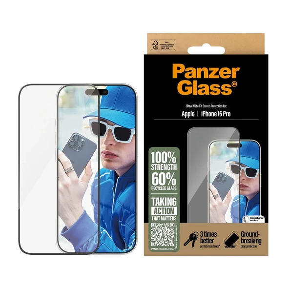 PanzerGlass iPhone 16 Pro UWF Şeffaf Cam Ekran Koruyucu