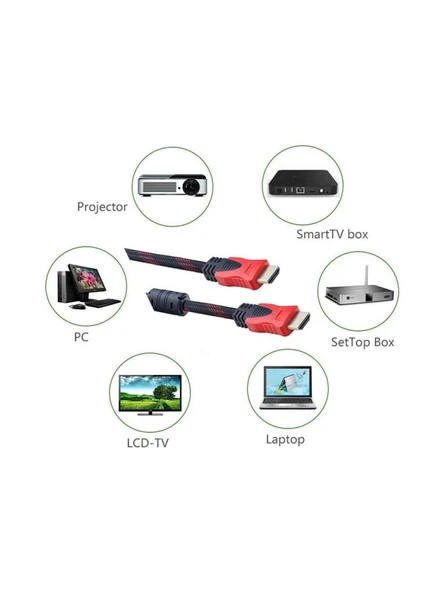 10 METRE ÖRGÜLÜ 1080P HDMI KABLO TV BİLGİSAYAR UYDU PROJEKSİYON FULL HD GÖRÜNTÜ SES AKTARMA KABLOSU - 3