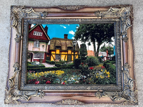 Brugge'de Bir Park Adlı İran Tebriz Halı Tablo 95x75cm - Duvar Halı Kilim Tablo - 2