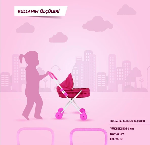 Rival Rv1002 Metal Oyuncak Bebek Arabası Fuşya - 6