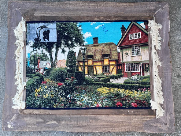 Brugge'de Bir Park Adlı İran Tebriz Halı Tablo 95x75cm - Duvar Halı Kilim Tablo - 8
