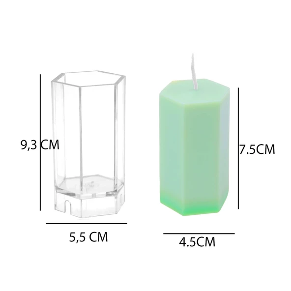 Poli Karbon Mum Kalıbı Altı Köşeli  9.3X5.5 CM - 3