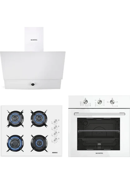 Kumtel Dizayn Beyaz Cam Ankastre Set