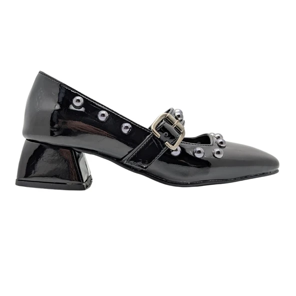 Annegret | Kadın Blok Topuklu Kare Burunlu Babet - 3