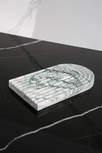 Beton Çok Amaçlı Sunum Servis Tepsisi 20 Cm Dekoratif Sunumluk Orgaziner Takılık - 2