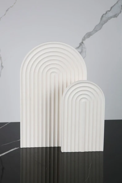 2 Parça Mermer Desenli Beton Sunumluk Seti Servis Sunum Tepsisi