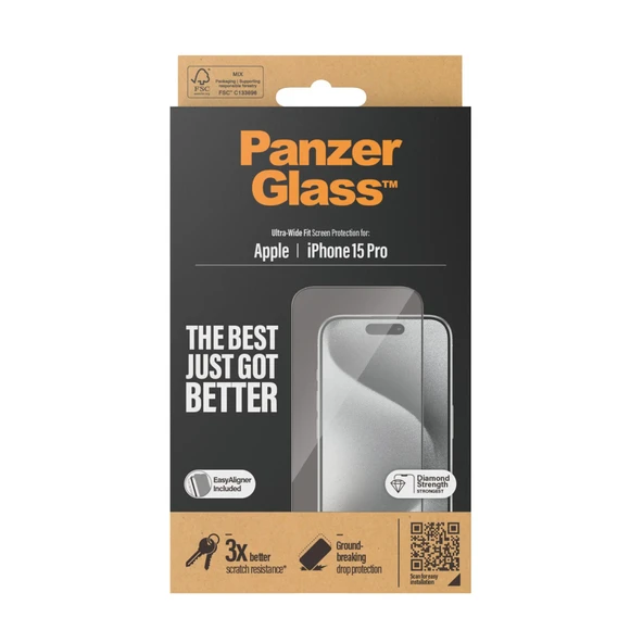 PanzerGlass iPhone 15 Pro UWF Şeffaf Cam Ekran Koruyucu - 4
