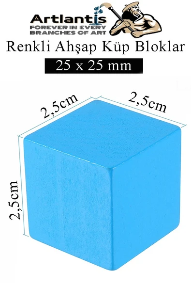 Renkli Ahşap Küp Bloklar 2.5x2.5 cm 32 Adet Ahşap Renkli Kare Blok Eğitici Geliştirici Oyuncak Küp Matematik Birim Küp - 2