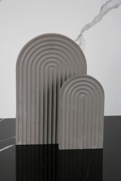 2 Parça Mermer Desenli Beton Sunumluk Seti Servis Sunum Tepsisi ürün görseli 1