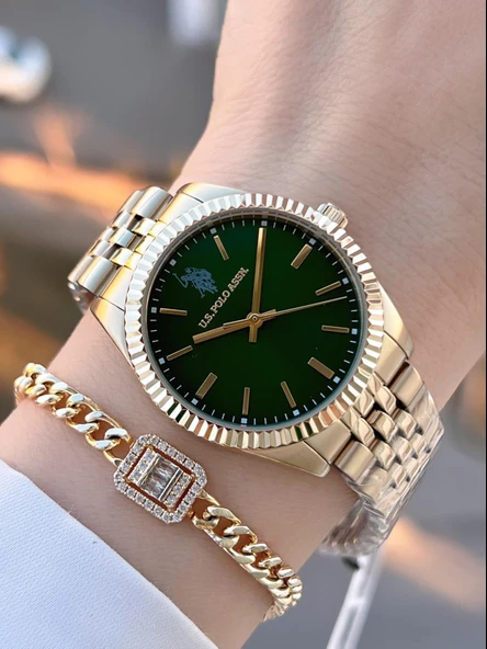 U.S.POLO ASSN Çelik Kordon 5 Atm Suya Dayanıklı Kadın Kol Saati+Bileklik Hediyeli USPA.2103.S07 ürün görseli