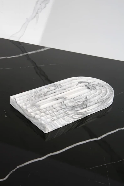 Beton Çok Amaçlı Sunum Servis Tepsisi 20 Cm Dekoratif Sunumluk Orgaziner Takılık - 2