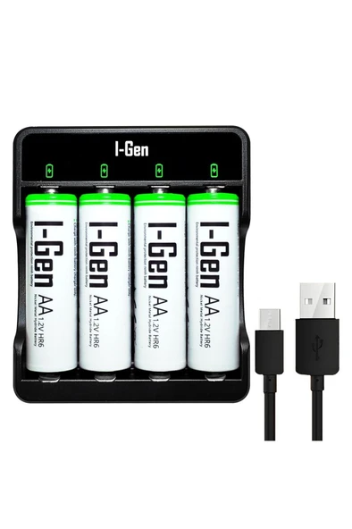 I-Gen G427 4'lü Pil Şarj Aleti + 4 Adet AA 2700 mAh Kalem Pilli Set 1.2V Ni-MH
